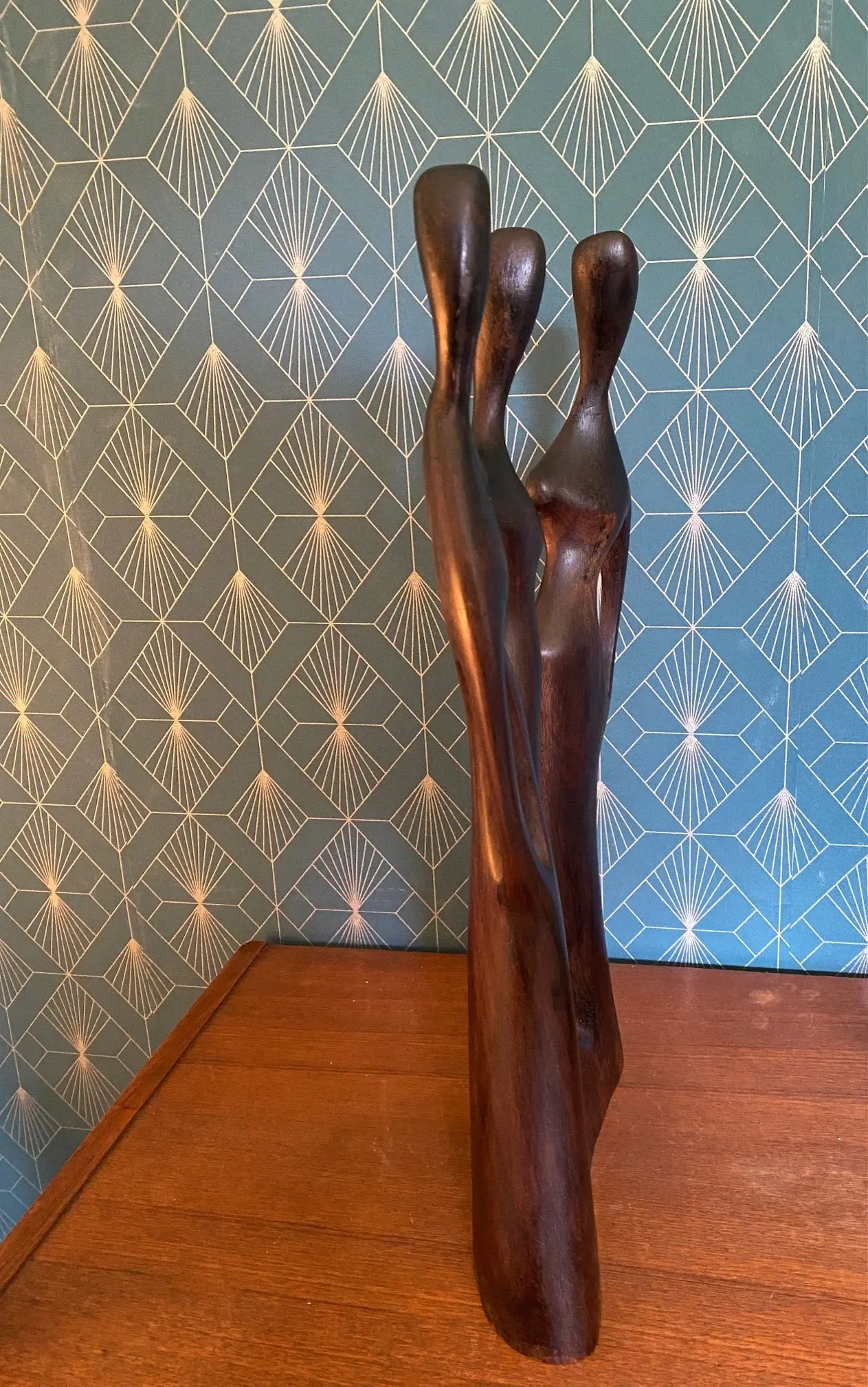 Art africain vintage, Sculpture ancienne En Bois, femmes aux formes stylisées Antiquités de France