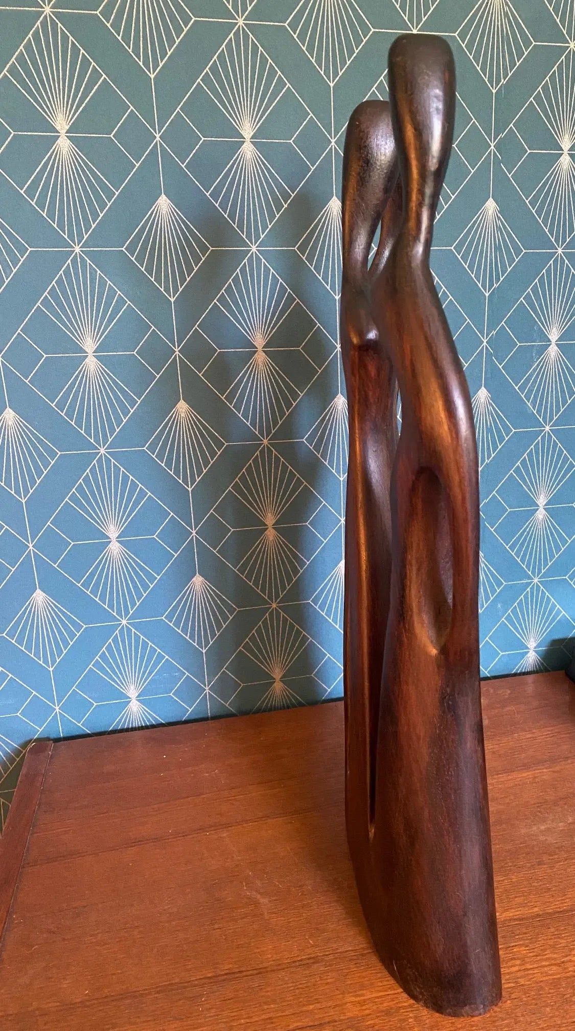 Art africain vintage, Sculpture ancienne En Bois, femmes aux formes stylisées Antiquités de France