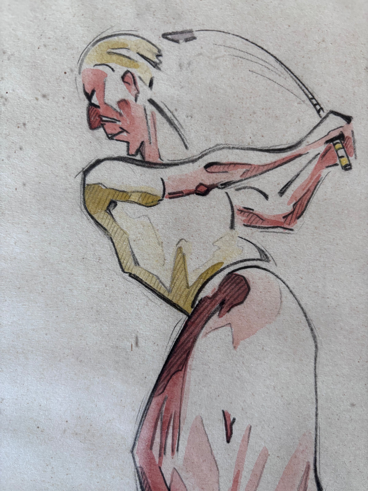 Aquarelle Originale signée Golf Caricature Vintage Années 30 Art Déco Humour CYP