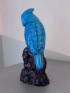 Perroquet Céramique Turquoise Style Kangxi Chinois Statuette Oiseau 30cm