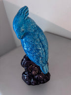 Perroquet Céramique Turquoise Style Kangxi Chinois Statuette Oiseau 30cm