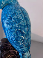 Perroquet Céramique Turquoise Style Kangxi Chinois Statuette Oiseau 30cm