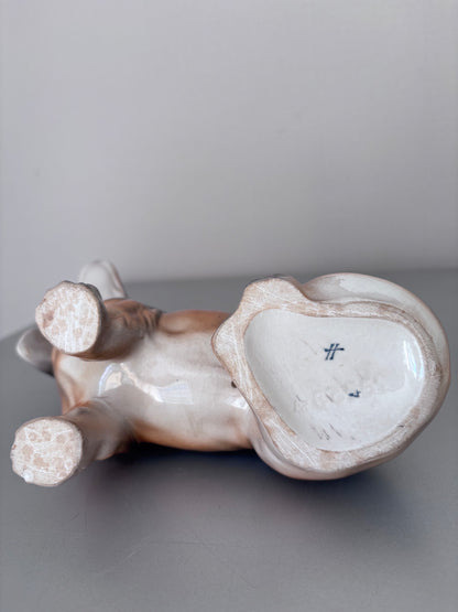 Porcelaine Sitzendorf XIXe L25cm Exceptionnel Grand Teckel | Rare Figurine Chien Allemagne 1884-1902 | Antiquité de Collection