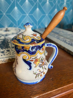 Ancienne céramique Bretonne , pot à moutarde, vernissée, atelier Batz, fin XIXème. Antiquités de France