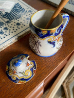 Ancienne céramique Bretonne , pot à moutarde, vernissée, atelier Batz, fin XIXème. Antiquités de France