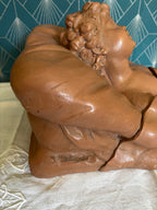 Terre Cuite signée Delicado L'Eveil. Sculpture Ancienne Statuette Enfant époque Art Nouveau