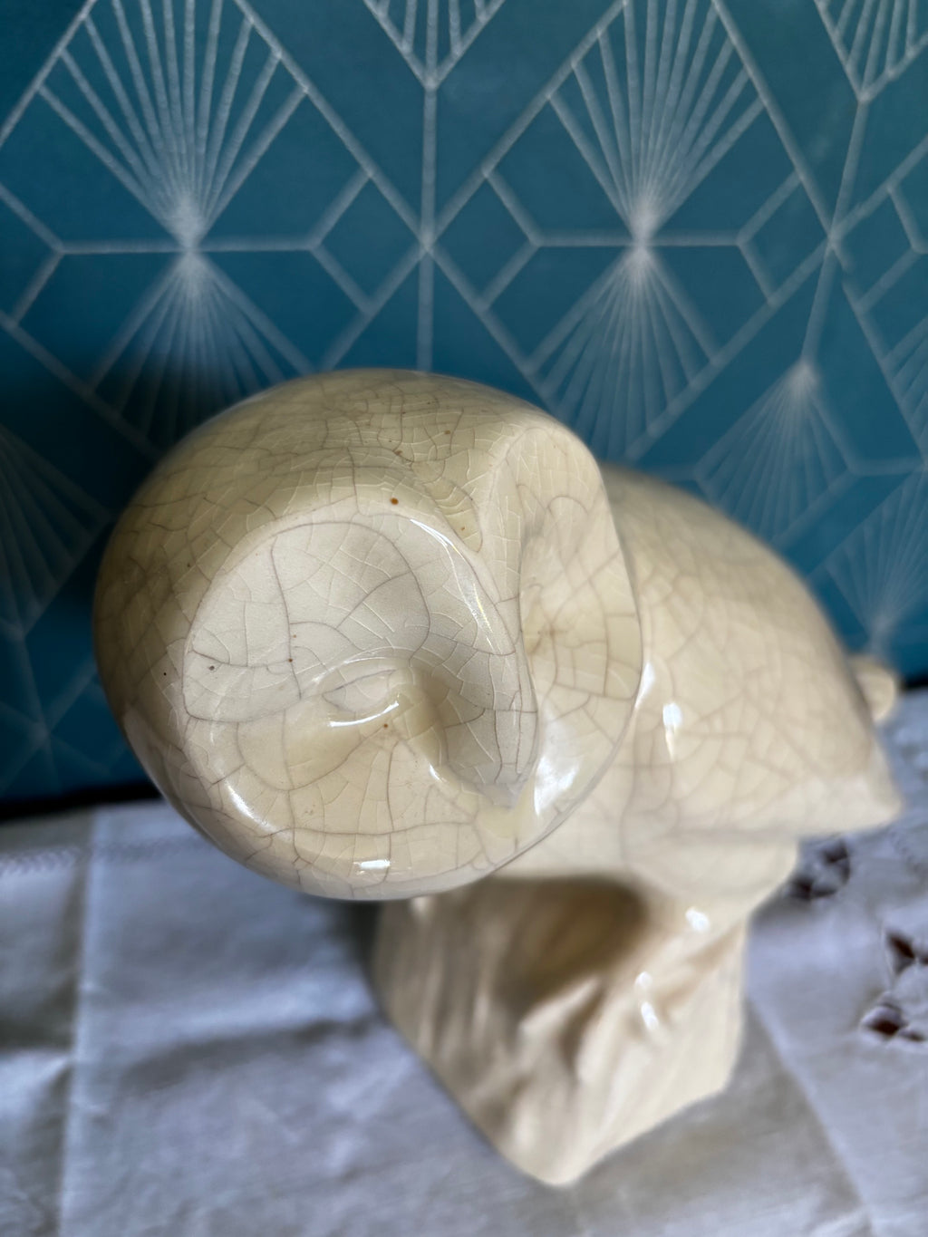 Chouette ou Hibou, Céramique Craquelée Maison Le Dauphin Vintage Art Déco France