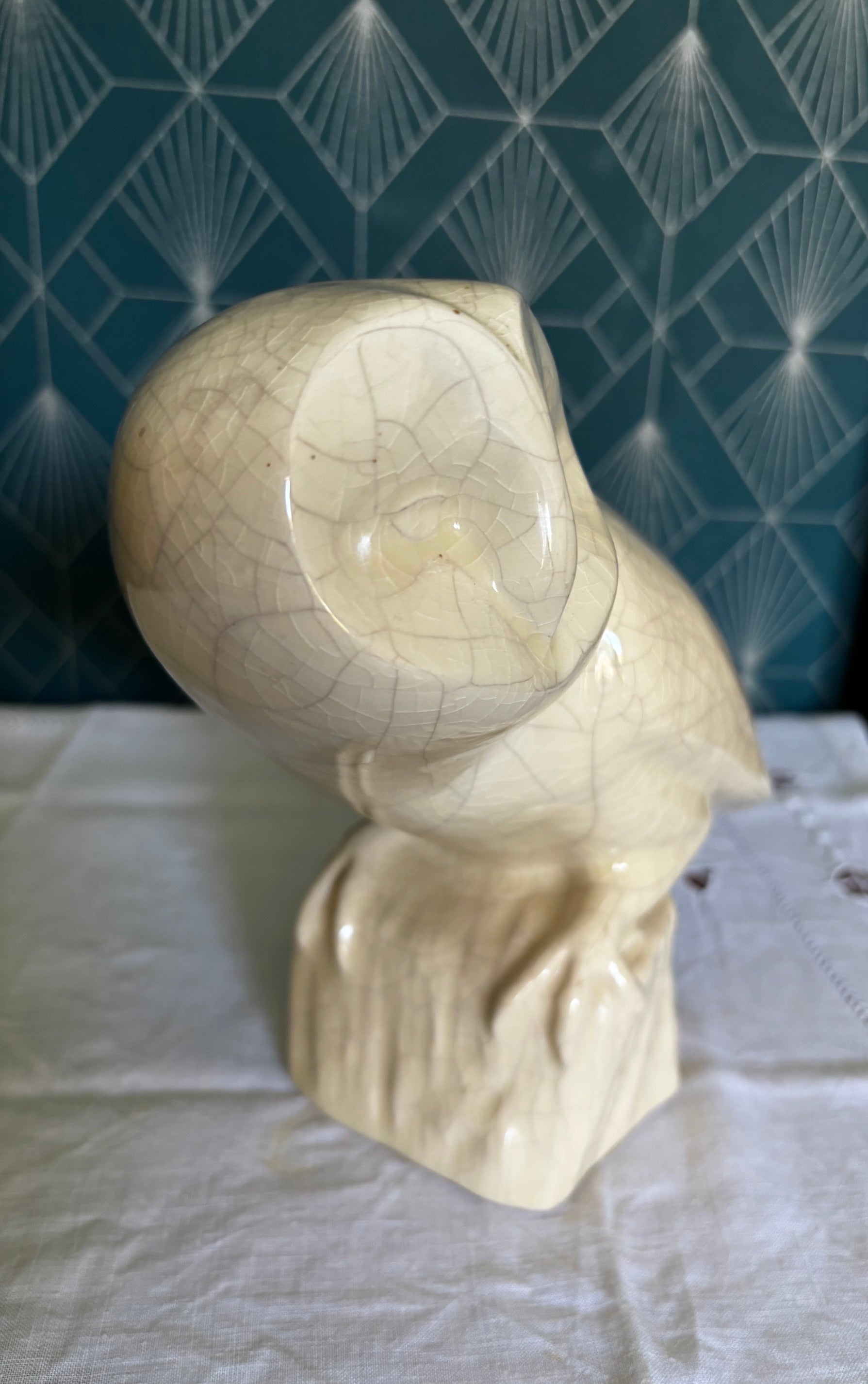 Chouette ou Hibou, Céramique Craquelée Maison Le Dauphin Vintage Art Déco France