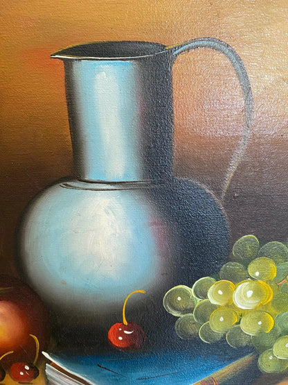 Huile sur toile signée, nature morte, encadrée de l'école Française du début XXème. Antiquités de France