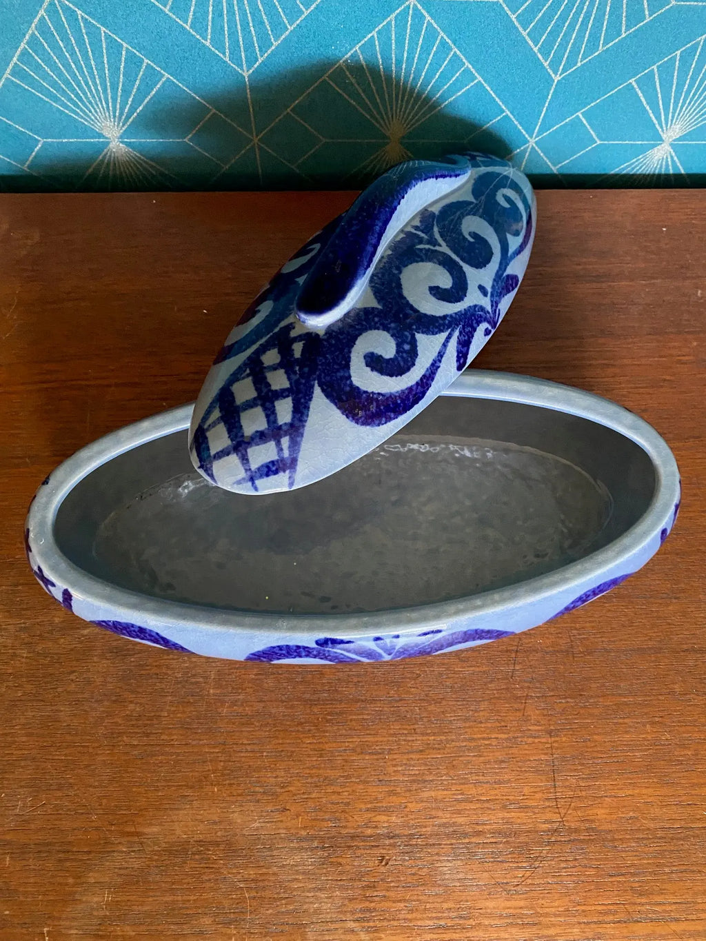 Pot à couvert en Céramique Vintage, milieu XXème. Plat à terrine ancienne, Peter Muller Antiquités de France