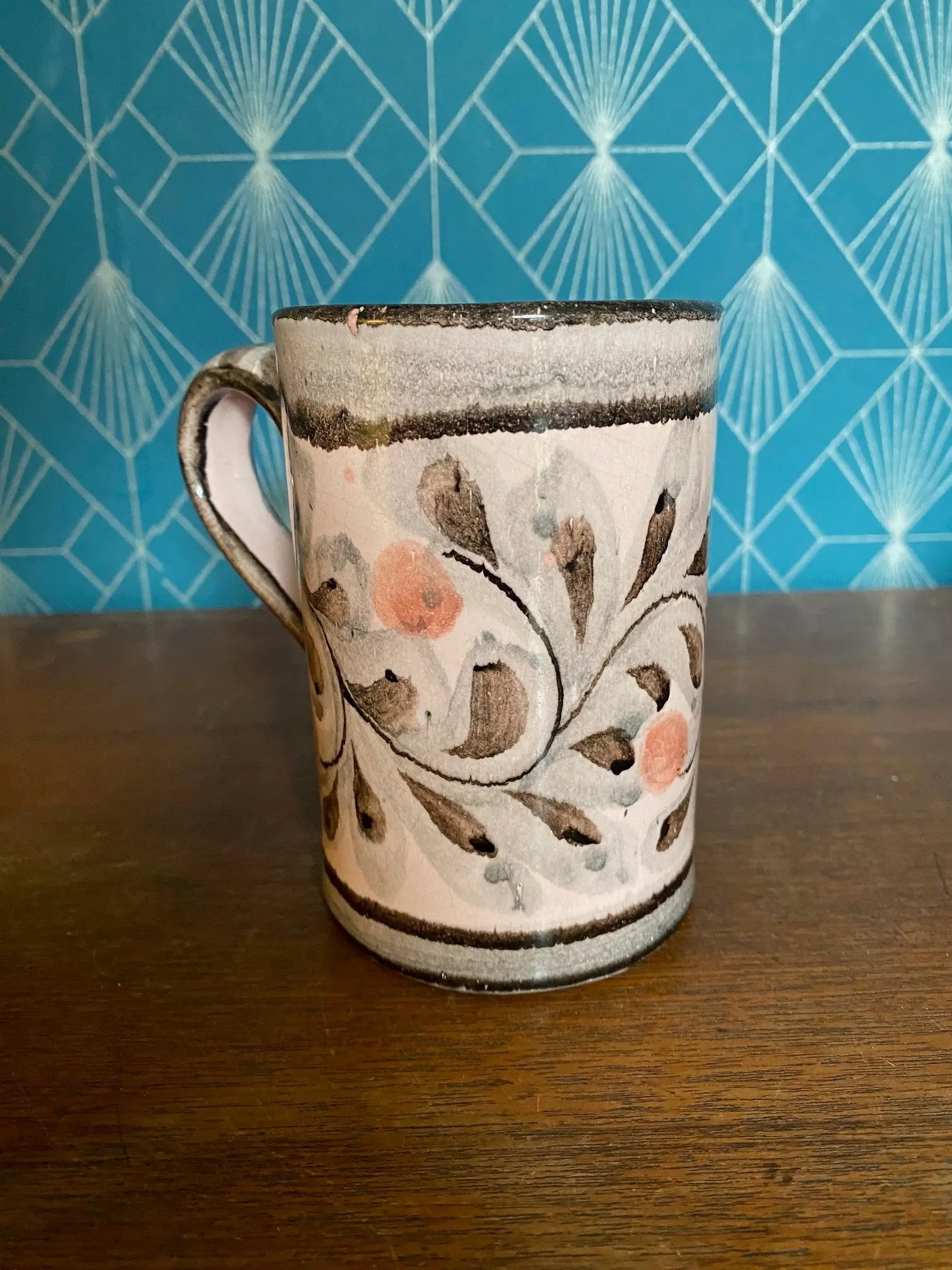Mug vintage en céramique, signé Porches, années 70/80, fait main, rare. Antiquités de France