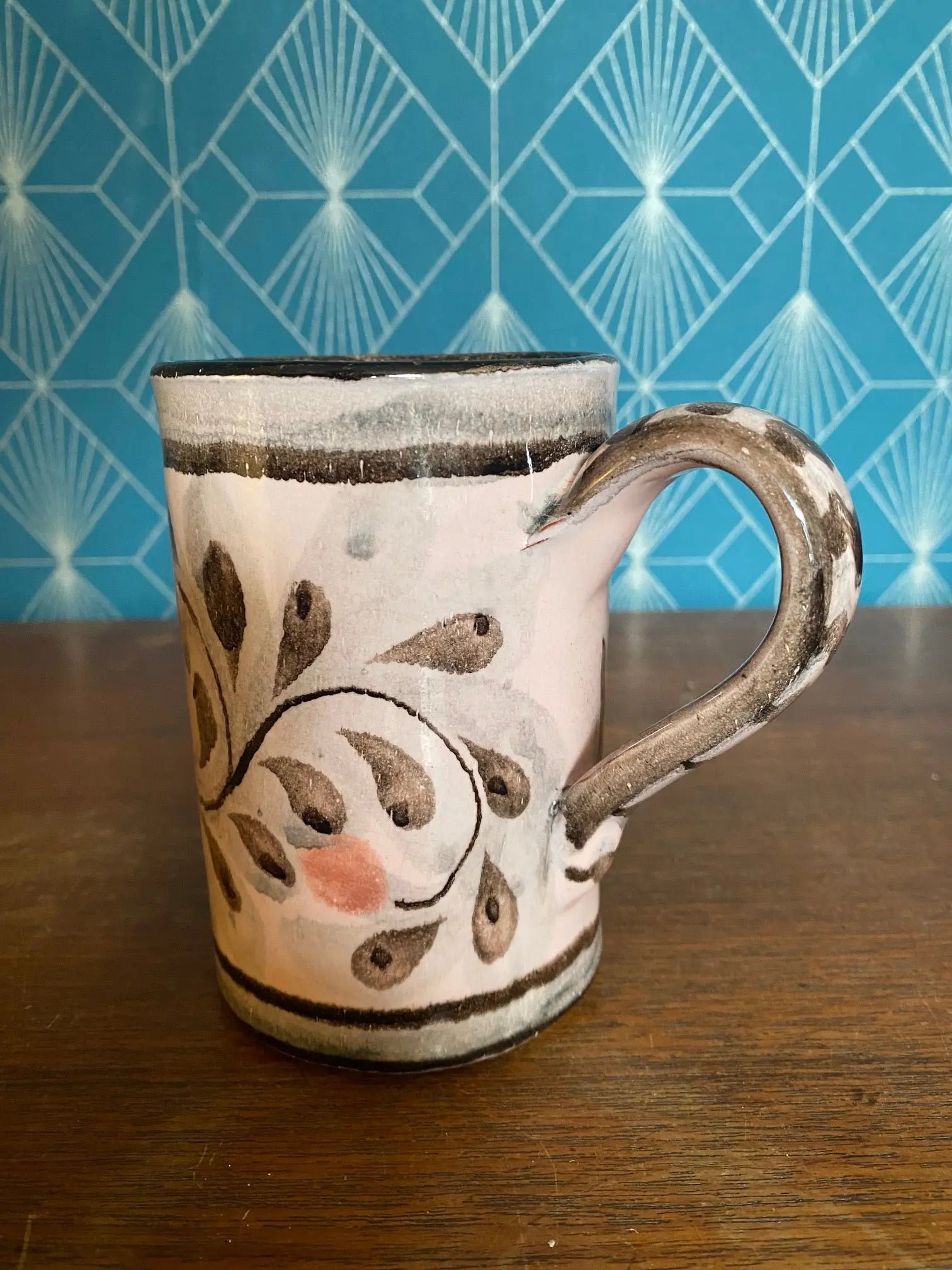 Mug vintage en céramique, signé Porches, années 70/80, fait main, rare. Antiquités de France