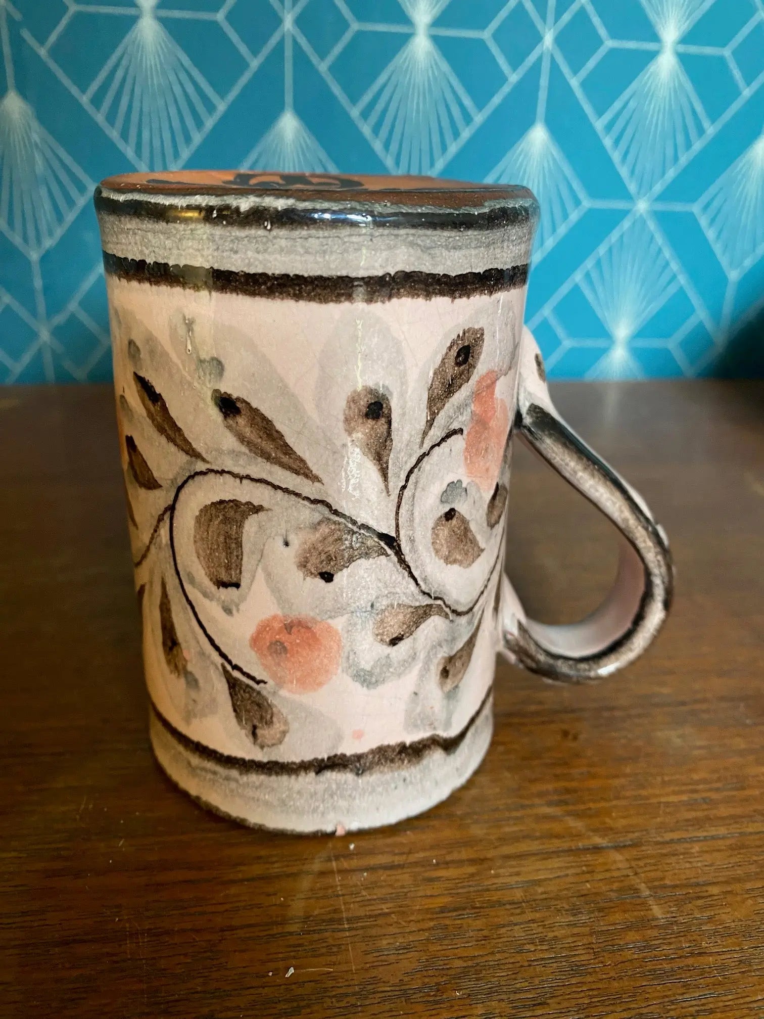 Mug vintage en céramique, signé Porches, années 70/80, fait main, rare. Antiquités de France