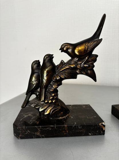Serre-Livres art déco signé Maurice Frécourt - Éditeur Gallot , régule à patine bronze.