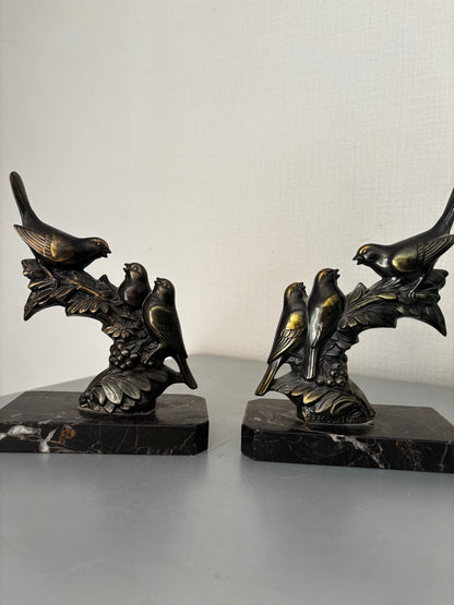 Serre-Livres art déco signé Maurice Frécourt - Éditeur Gallot , régule à patine bronze.