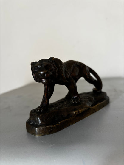 Bronze animalier Art Déco Panthère signée Louis Albert Carvin 1920. Superbe patine brun