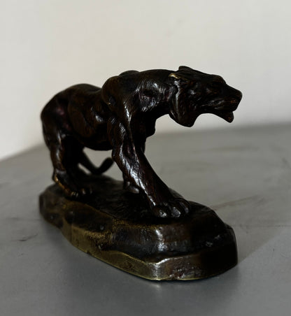 Bronze animalier Art Déco Panthère signée Louis Albert Carvin 1920. Superbe patine brun