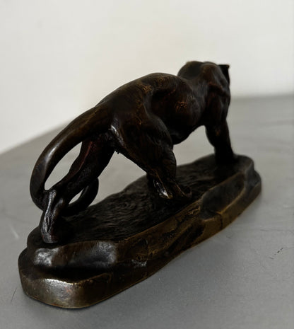 Bronze animalier Art Déco Panthère signée Louis Albert Carvin 1920. Superbe patine brun
