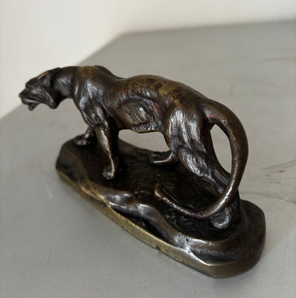 Bronze animalier Art Déco Panthère signée Louis Albert Carvin 1920. Superbe patine brun