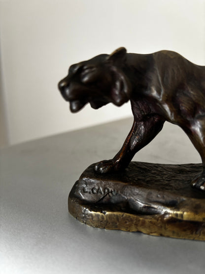 Bronze animalier Art Déco Panthère signée Louis Albert Carvin 1920. Superbe patine brun