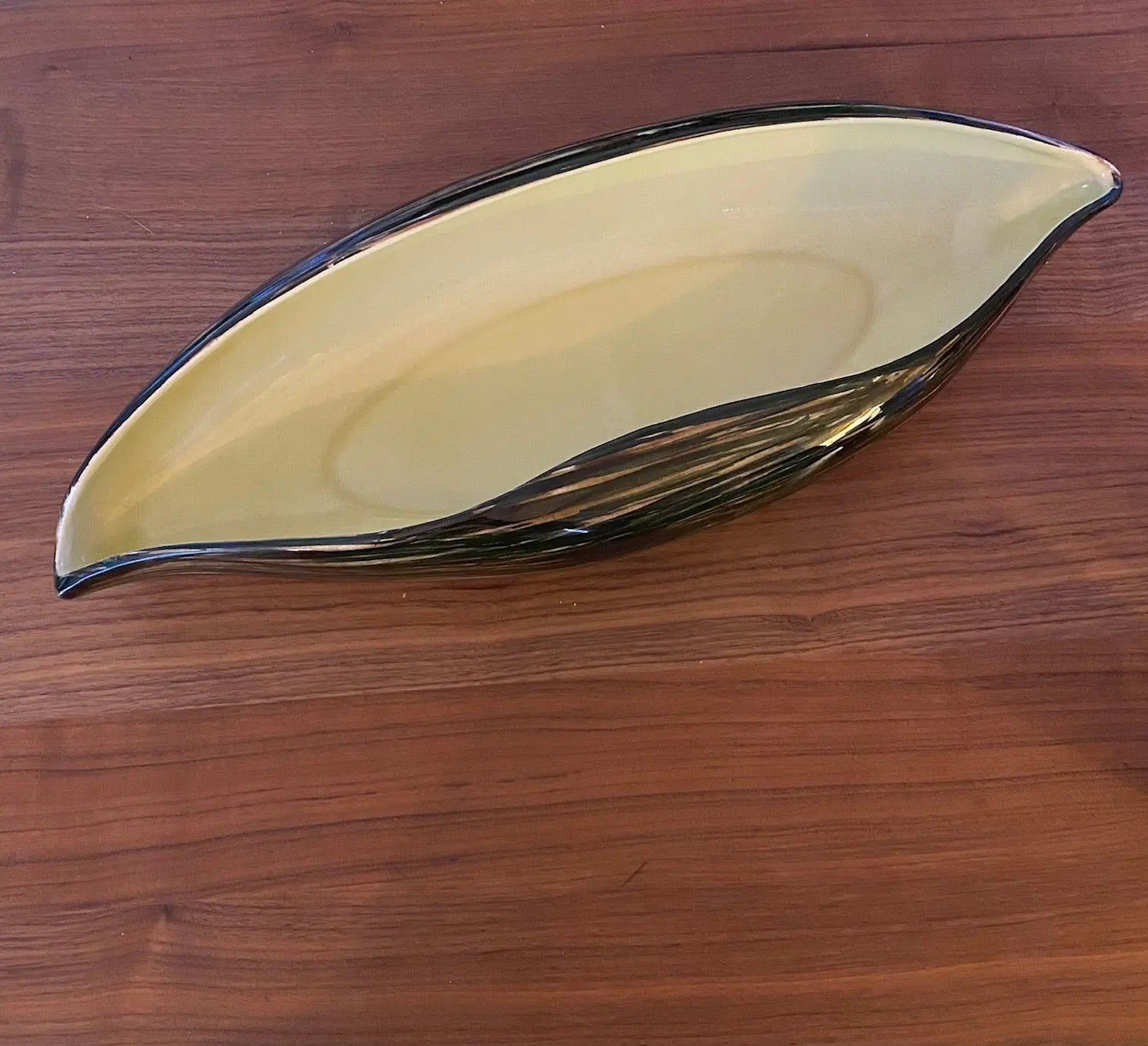 Grande coupe vintage St Clément, centre de table, forme Pirogue 51 cm, 1950/1960 Antiquités de France