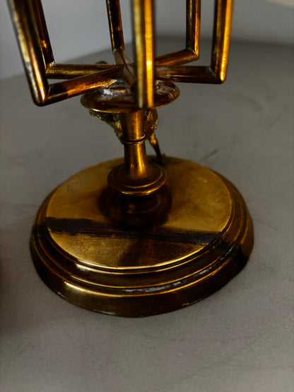 Pyrogène ancien XIXème - Porte Allumettes Laiton et Bronze Ciselé Oiseaux Chanteurs.