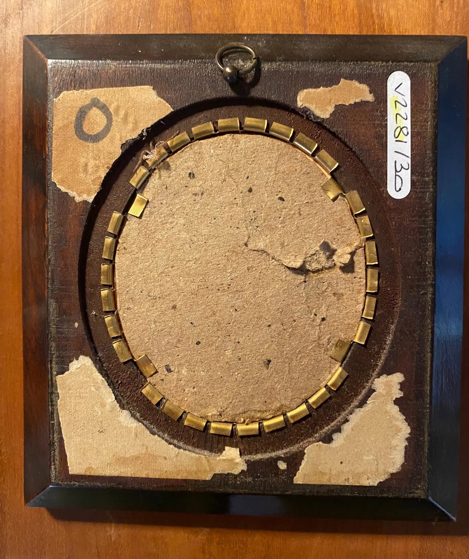 Portrait miniature XIXème – Roi de Rome enfant, huile, signé, 7,5 cm, cadre bois-{{shop name}}