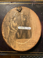 Portrait miniature XIXème – élégante, huile, école française, signé, 6 cm, cadre-{{shop name}}