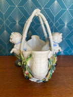 Jardinière ancienne en barbotine, époque XIXème, majolique, Tinelli. rare. Antiquités de France