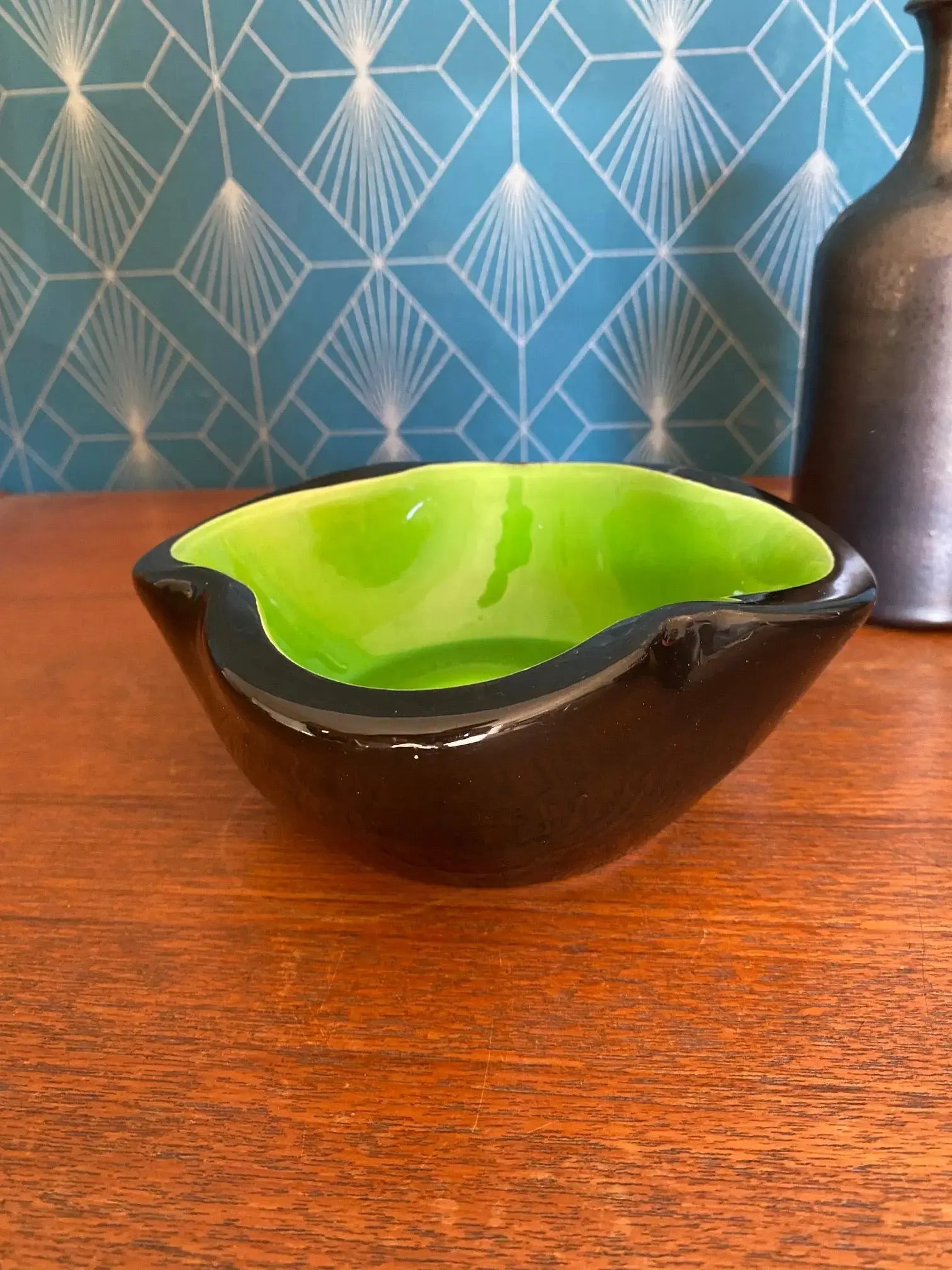 Ensemble 3 pièces céramique – coupe Keramos Sèvres signée, vase et vide-poche, r-{{shop name}}