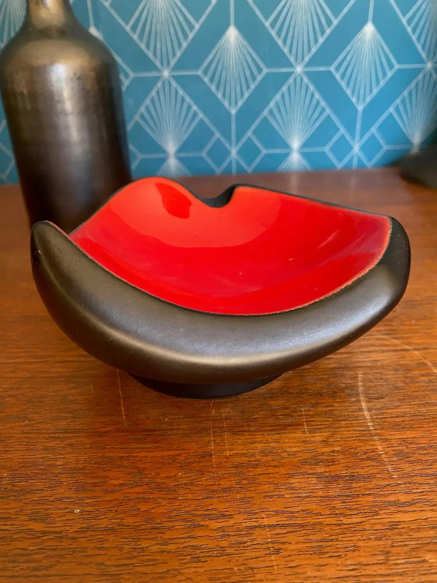 Ensemble 3 pièces céramique – coupe Keramos Sèvres signée, vase et vide-poche, r-{{shop name}}