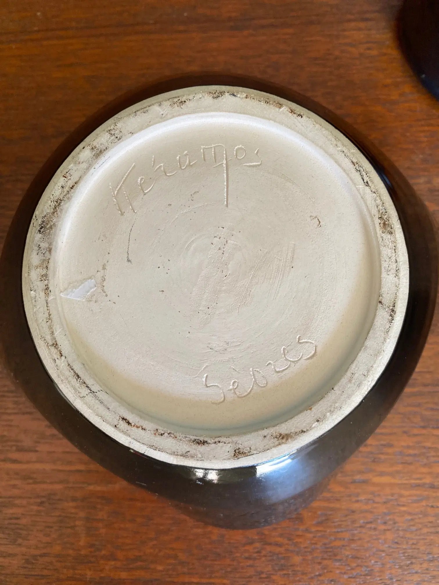 Ensemble 3 pièces céramique – coupe Keramos Sèvres signée, vase et vide-poche, r-{{shop name}}