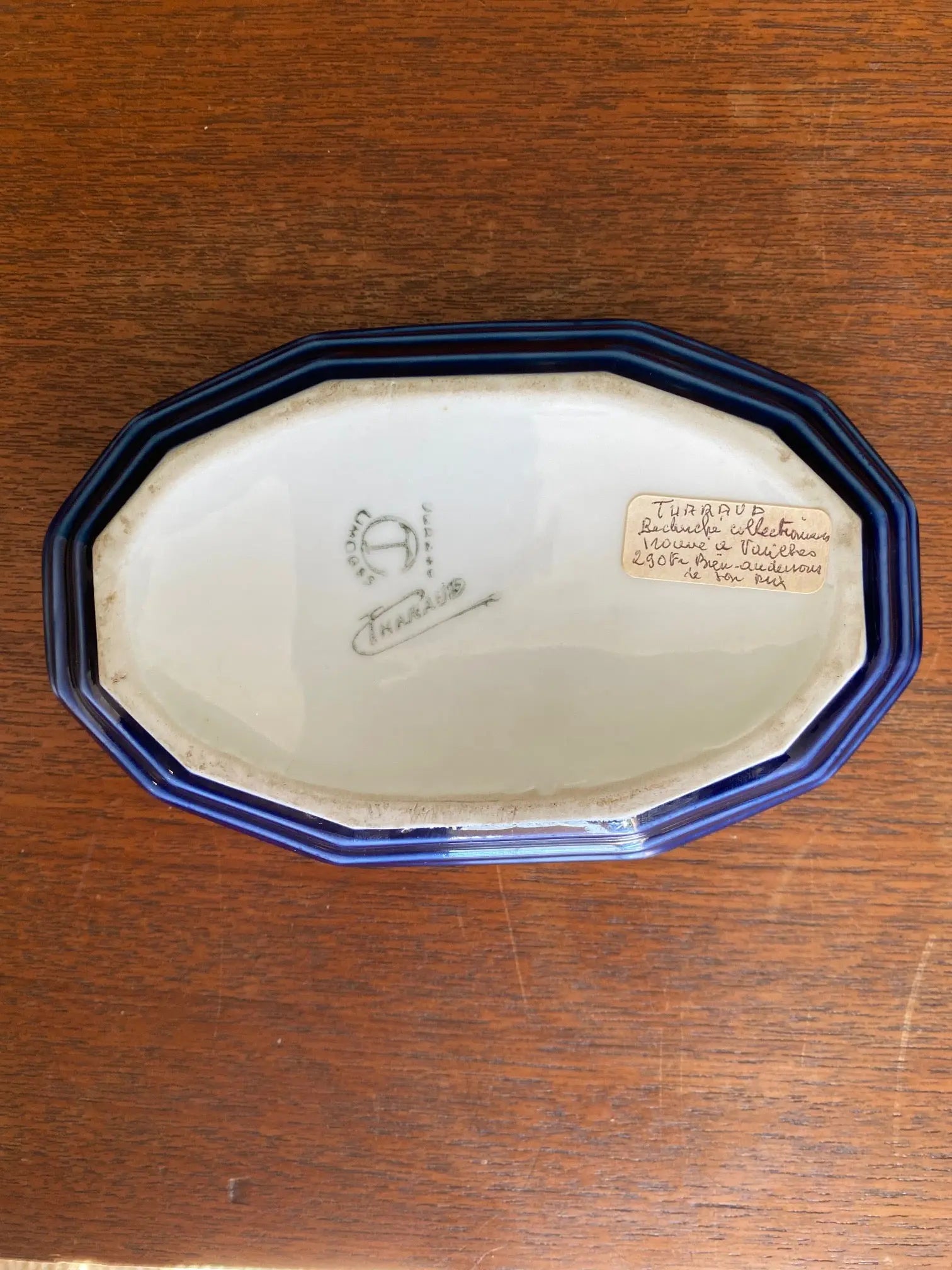 Bonbonnière Camille Tharaud Limoges – porcelaine bleue, camée chérubins, rare 17-{{shop name}}