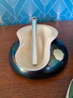 Céramique Française vintage, reflets métalliques irisés. 2 nécessaires de fumeurs, numérotées. Antiquités de France