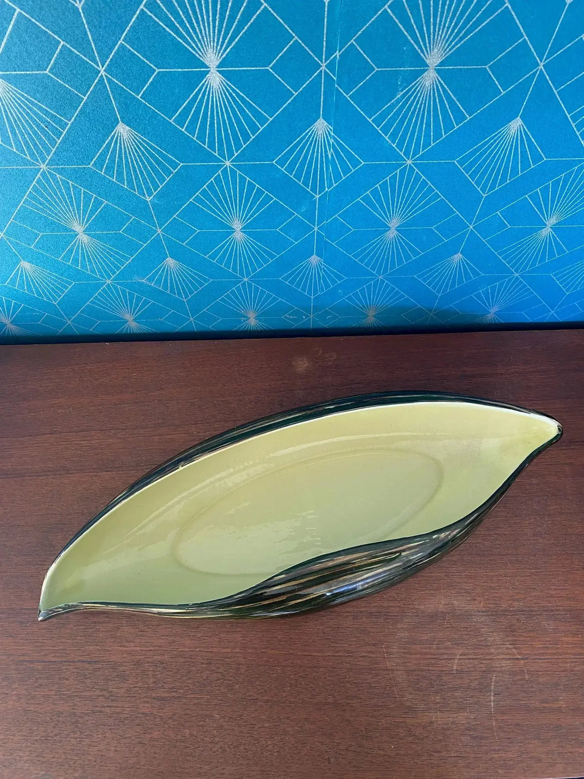 Grande coupe vintage St Clément, centre de table, forme Pirogue 51 cm, 1950/1960 Antiquités de France
