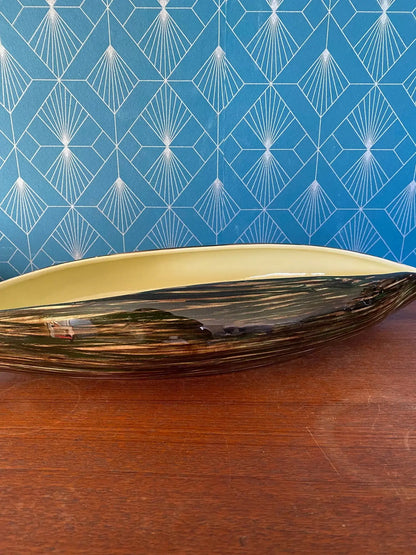 Grande coupe vintage St Clément, centre de table, forme Pirogue 51 cm, 1950/1960 Antiquités de France