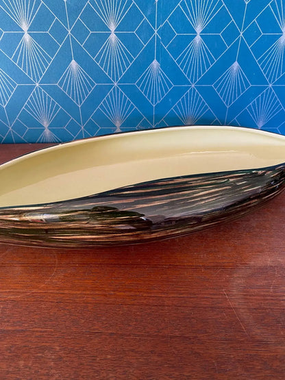 Grande coupe vintage St Clément, centre de table, forme Pirogue 51 cm, 1950/1960 Antiquités de France