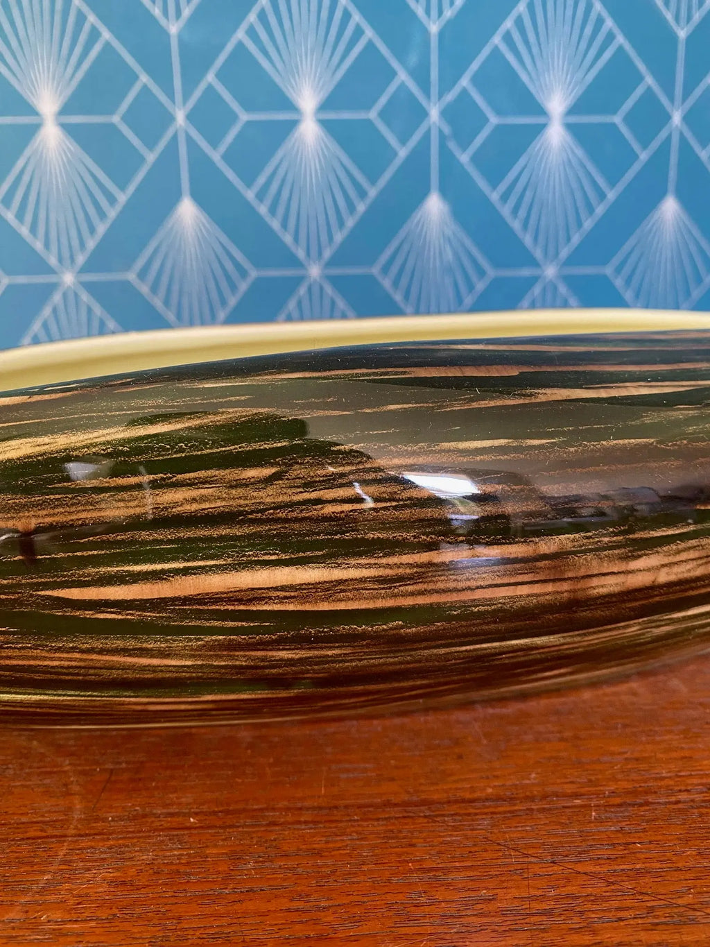 Grande coupe vintage St Clément, centre de table, forme Pirogue 51 cm, 1950/1960 Antiquités de France