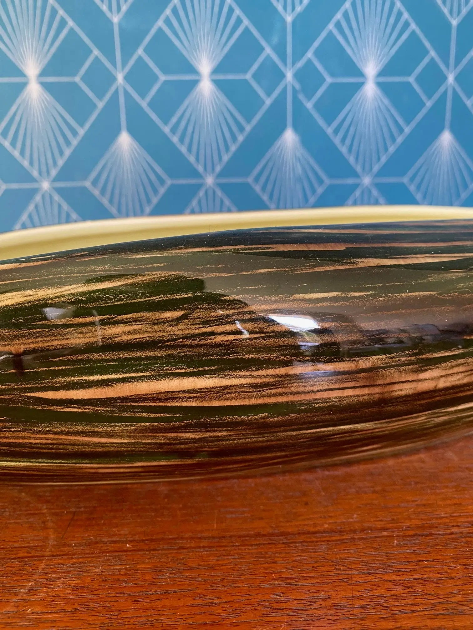 Grande coupe vintage St Clément, centre de table, forme Pirogue 51 cm, 1950/1960 Antiquités de France