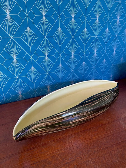 Grande coupe vintage St Clément, centre de table, forme Pirogue 51 cm, 1950/1960 Antiquités de France
