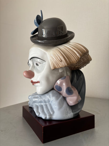 Bustes de Clowns Tristes en Porcelaine Lladró par José Puche (31 cm & 27 cm) – Pièces Vintage.