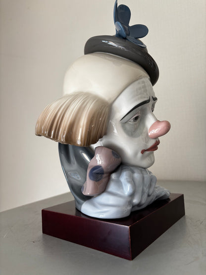 Bustes de Clowns Tristes en Porcelaine Lladró par José Puche (31 cm & 27 cm) – Pièces Vintage.