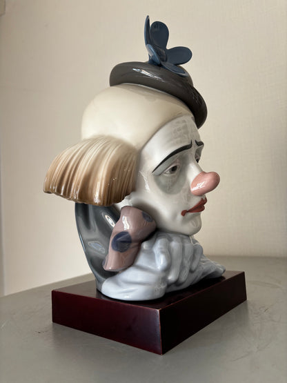 Bustes de Clowns Tristes en Porcelaine Lladró par José Puche (31 cm & 27 cm) – Pièces Vintage.