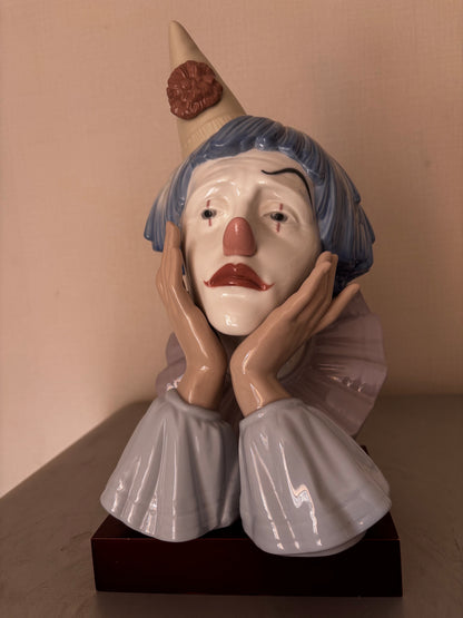 Bustes de Clowns Tristes en Porcelaine Lladró par José Puche (31 cm & 27 cm) – Pièces Vintage.