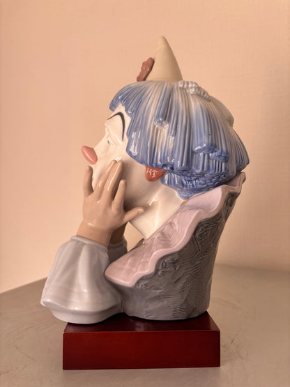 Bustes de Clowns Tristes en Porcelaine Lladró par José Puche (31 cm & 27 cm) – Pièces Vintage.