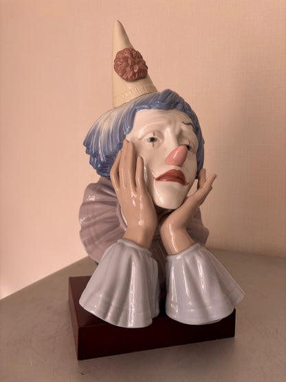 Bustes de Clowns Tristes en Porcelaine Lladró par José Puche (31 cm & 27 cm) – Pièces Vintage.