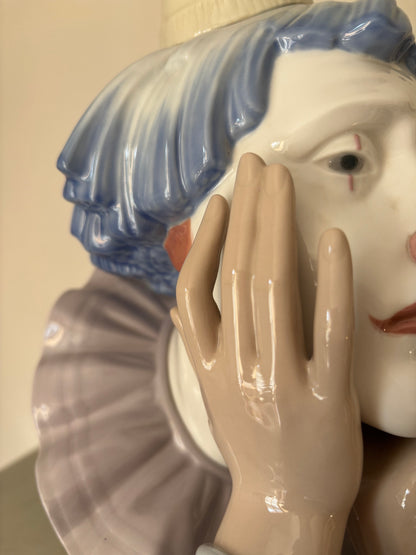 Bustes de Clowns Tristes en Porcelaine Lladró par José Puche (31 cm & 27 cm) – Pièces Vintage.