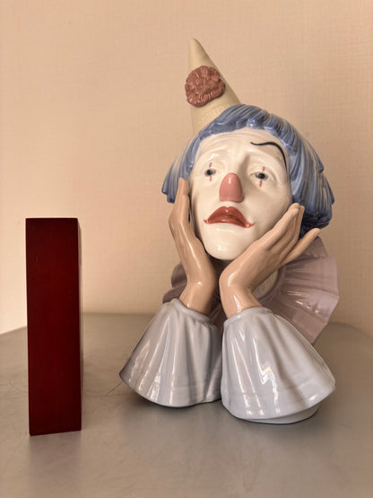 Bustes de Clowns Tristes en Porcelaine Lladró par José Puche (31 cm & 27 cm) – Pièces Vintage.