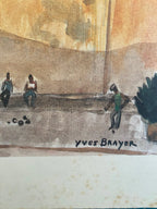 Lithographie ancienne signée Yves Brayer, Bastia 1982, Le palais du Gouverneur. Antiquités de France