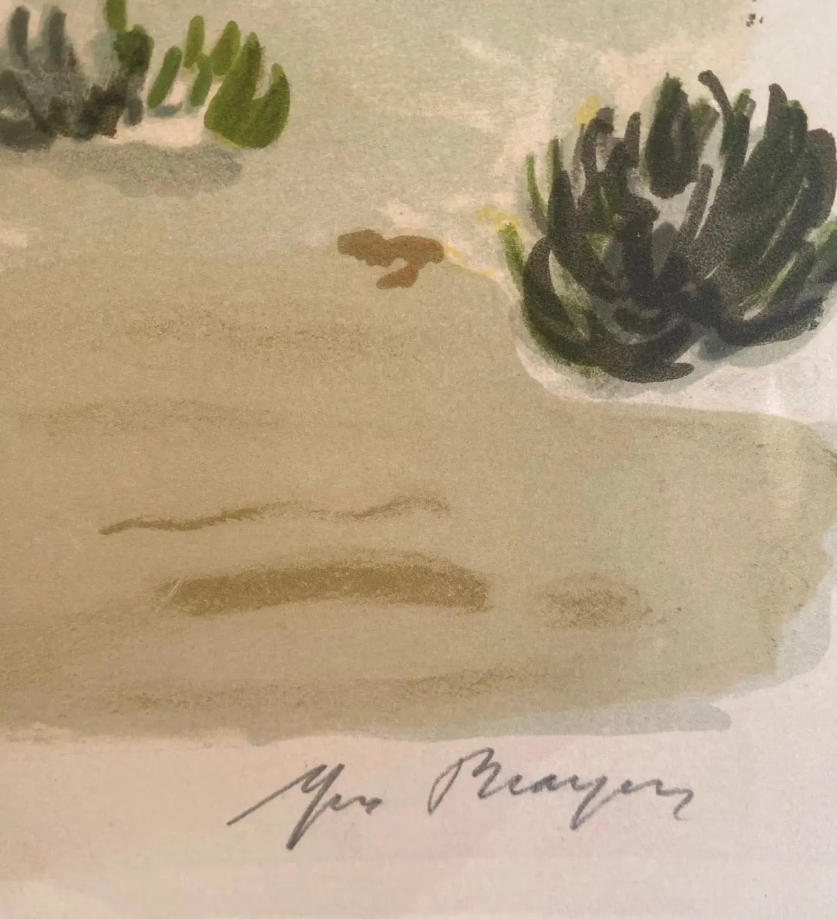 Lithographie signée Yves Brayer, Cabane gardiane, de 1973, numérotée. Antiquités de France